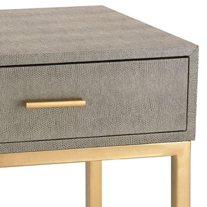 Atlas Shagreen Accent Table - Elegant Faux Shagreen Side Table with Concealed Storage for Stylish Living Gray TA11179-01