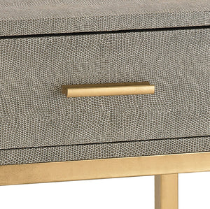 Atlas Shagreen Accent Table - Elegant Faux Shagreen Side Table with Concealed Storage for Stylish Living Gray TA11179-01