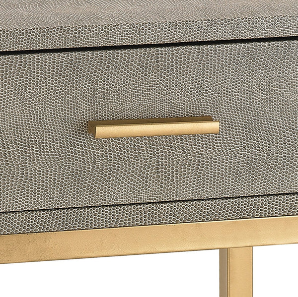 Atlas Shagreen Accent Table - Elegant Faux Shagreen Side Table with Concealed Storage for Stylish Living Gray TA11179-01