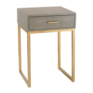 Atlas Shagreen Accent Table - Elegant Faux Shagreen Side Table with Concealed Storage for Stylish Living Gray TA11179-01