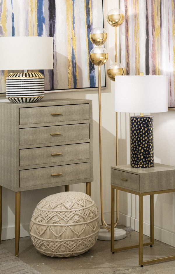 Atlas Shagreen Accent Table - Elegant Faux Shagreen Side Table with Concealed Storage for Stylish Living Gray TA11179-01