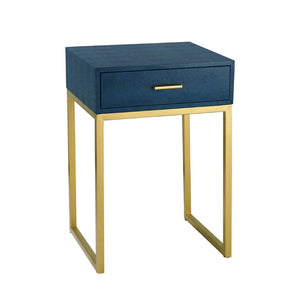 Atlas Shagreen Accent Table - Elegant Faux Shagreen Side Table with Concealed Storage for Stylish Living Navy TA11179-02