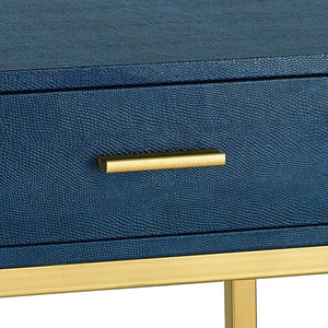 Atlas Shagreen Accent Table - Elegant Faux Shagreen Side Table with Concealed Storage for Stylish Living Navy TA11179-02
