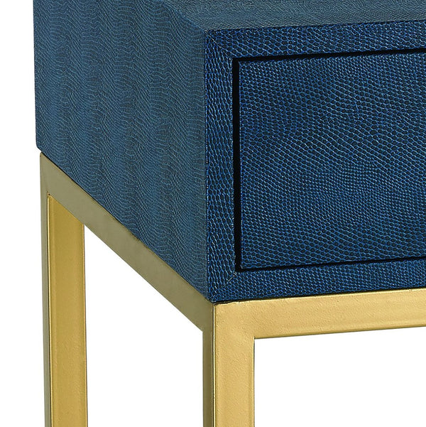 Atlas Shagreen Accent Table - Elegant Faux Shagreen Side Table with Concealed Storage for Stylish Living Navy TA11179-02