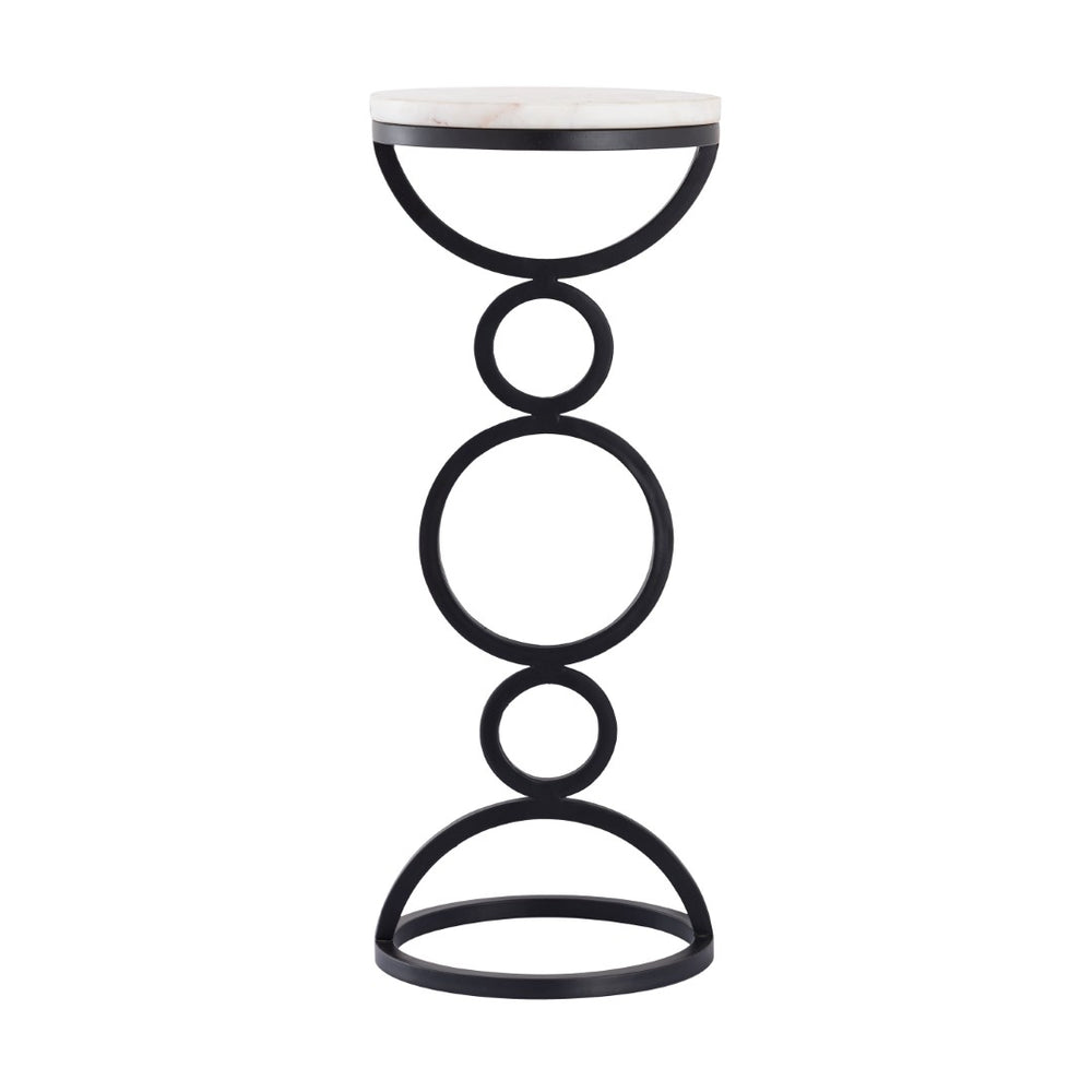 Atlas Spivey Accent Table - Chic Black Metal & White Marble Design, Stylish Side Table for Any Space TA11182-01