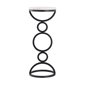 Atlas Spivey Accent Table - Chic Black Metal & White Marble Design, Stylish Side Table for Any Space TA11182-01