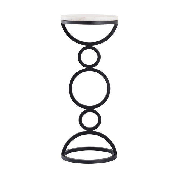 Atlas Spivey Accent Table - Chic Black Metal & White Marble Design, Stylish Side Table for Any Space TA11182-01