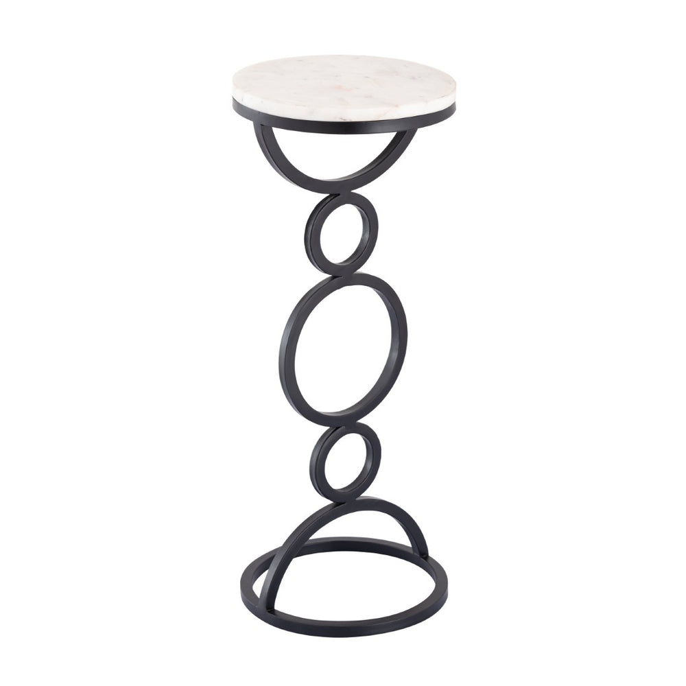Atlas Spivey Accent Table - Chic Black Metal & White Marble Design, Stylish Side Table for Any Space TA11182-01