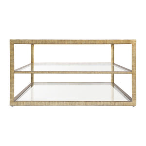 Atlas Strie Coffee Table - Modern Glam with Antique Brass Frame & Clear Glass Shelves for Chic Living Spaces TA11185-01