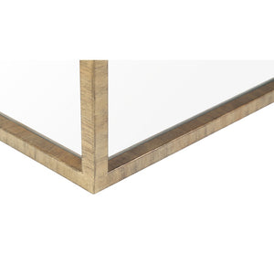 Atlas Strie Coffee Table - Modern Glam with Antique Brass Frame & Clear Glass Shelves for Chic Living Spaces TA11185-01