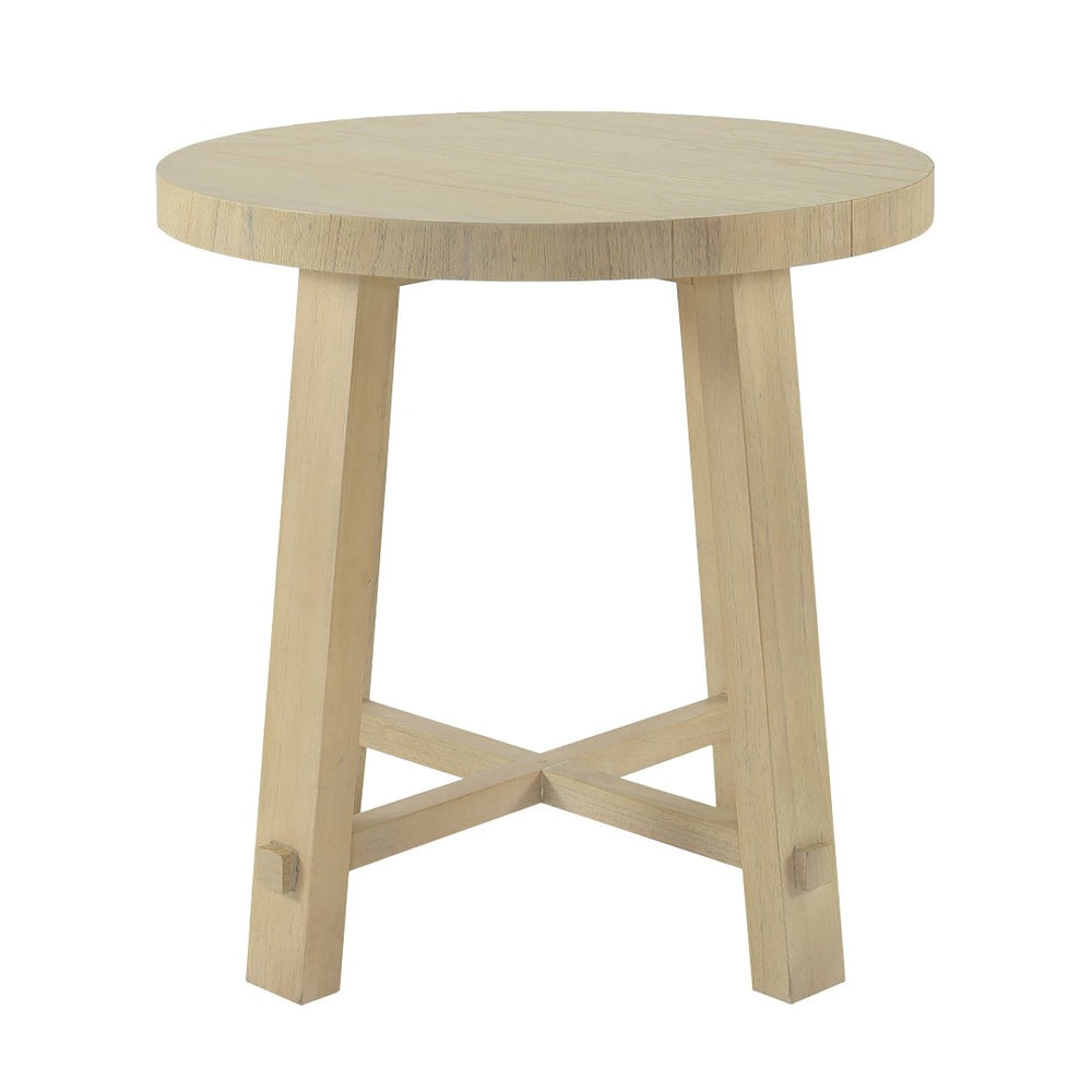 Atlas Sunset Harbor Accent Table - Coastal Charm with Sandy Cove Finish, Round Design, Perfect for Any Space TA11186-01