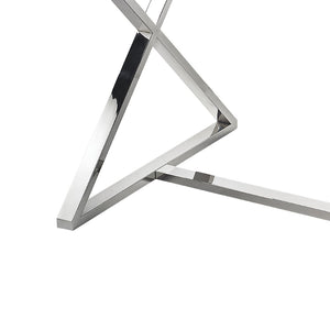 Atlas Super White Desk - Modern Glass Top with Polished Stainless Steel Frame & Ample Storage for Home Office TA11189-01