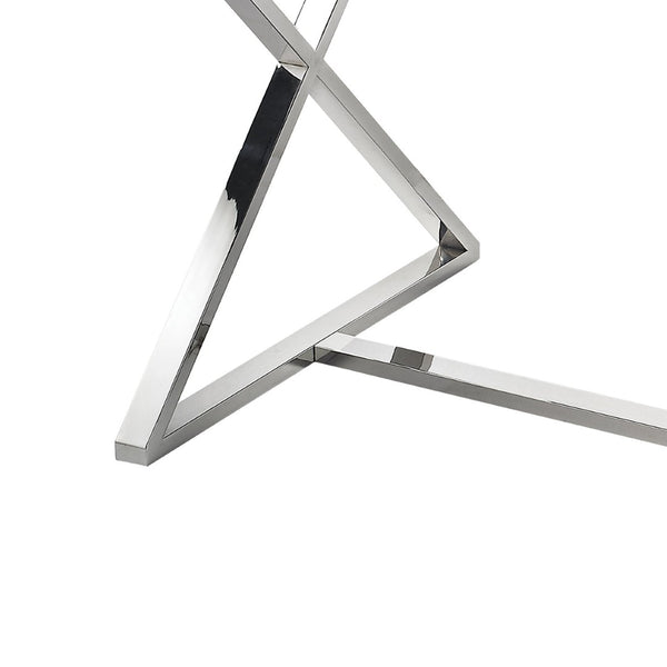 Atlas Super White Desk - Modern Glass Top with Polished Stainless Steel Frame & Ample Storage for Home Office TA11189-01