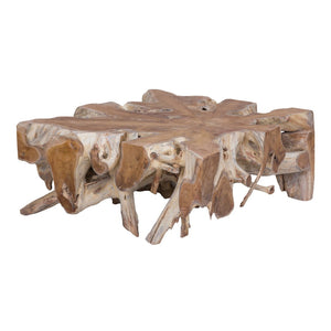 Atlas Teak Coffee Table – Award-Winning Solid Wood Design with Starburst Top for Modern Farmhouse Elegance TA11192-01