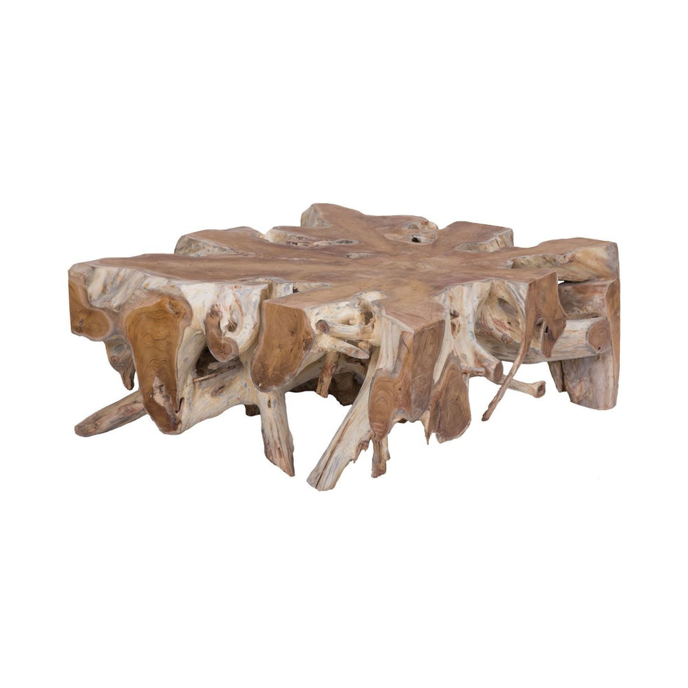 Atlas Teak Coffee Table – Award-Winning Solid Wood Design with Starburst Top for Modern Farmhouse Elegance TA11192-01