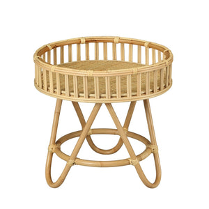 Atlas Tika Round Accent Table – Natural Rattan Design for Living Room, Bedroom & Entryway Decor TA11196-01