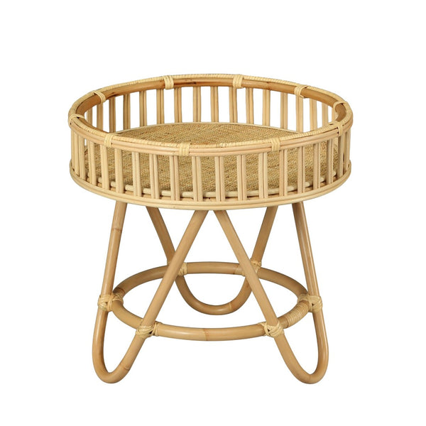 Atlas Tika Round Accent Table – Natural Rattan Design for Living Room, Bedroom & Entryway Decor TA11196-01
