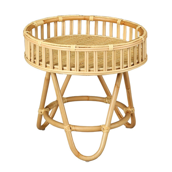 Atlas Tika Round Accent Table – Natural Rattan Design for Living Room, Bedroom & Entryway Decor TA11196-01