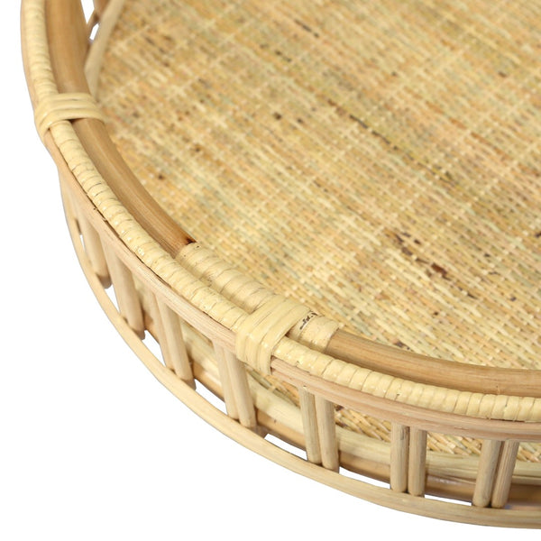 Atlas Tika Round Accent Table – Natural Rattan Design for Living Room, Bedroom & Entryway Decor TA11196-01