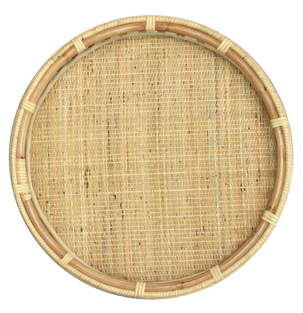 Atlas Tika Round Accent Table – Natural Rattan Design for Living Room, Bedroom & Entryway Decor TA11196-01