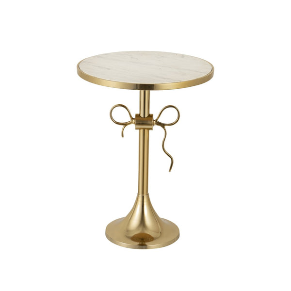 Atlas Toledo Glam Accent Table - Chic Round White Marble Top with Gold Pedestal for Modern Spaces TA11197-01