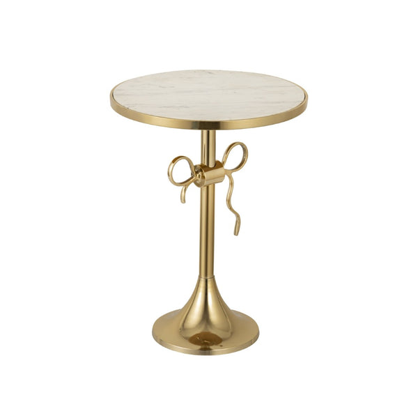 Atlas Toledo Glam Accent Table - Chic Round White Marble Top with Gold Pedestal for Modern Spaces TA11197-01