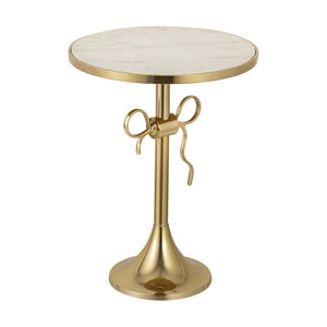 Atlas Toledo Glam Accent Table - Chic Round White Marble Top with Gold Pedestal for Modern Spaces TA11197-01