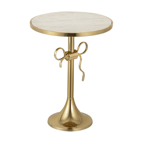 Atlas Toledo Glam Accent Table - Chic Round White Marble Top with Gold Pedestal for Modern Spaces TA11197-01