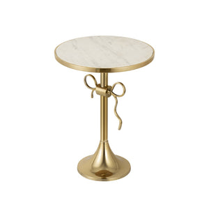 Atlas Toledo Glam Accent Table - Chic Round White Marble Top with Gold Pedestal for Modern Spaces TA11197-01