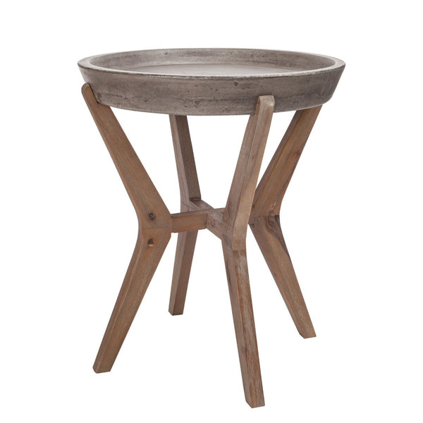 Atlas Tonga Accent Table - Handcrafted Acacia Wood & Polished Concrete, Versatile Modern Industrial Design TA11199-01