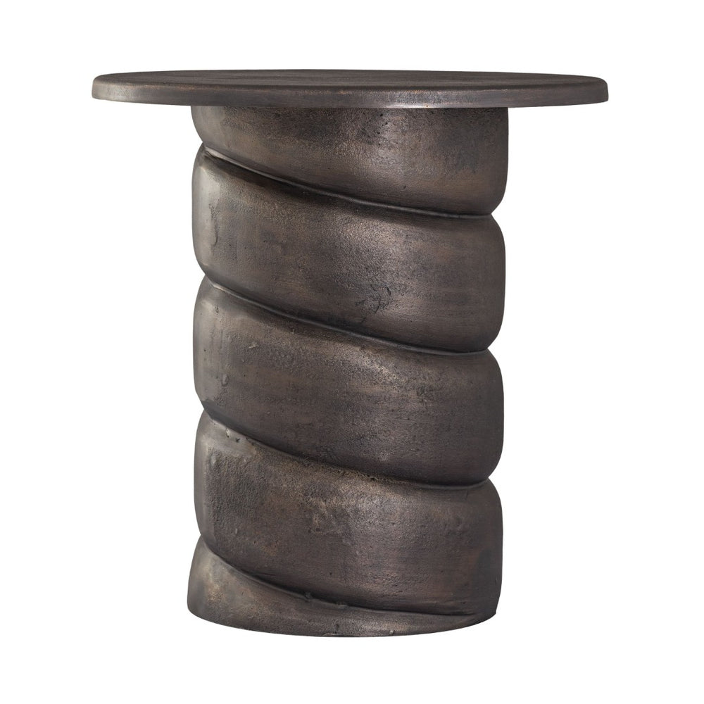 Atlas Twist Accent Table - Sculptural Round Side Table in Antique Bronze Finish for Modern Elegance TA11202-01