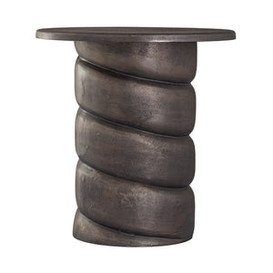 Atlas Twist Accent Table - Sculptural Round Side Table in Antique Bronze Finish for Modern Elegance TA11202-01