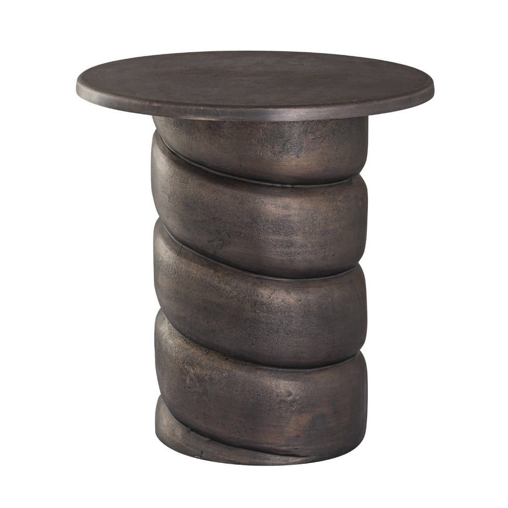 Atlas Twist Accent Table - Sculptural Round Side Table in Antique Bronze Finish for Modern Elegance TA11202-01