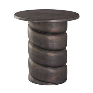 Atlas Twist Accent Table - Sculptural Round Side Table in Antique Bronze Finish for Modern Elegance TA11202-01