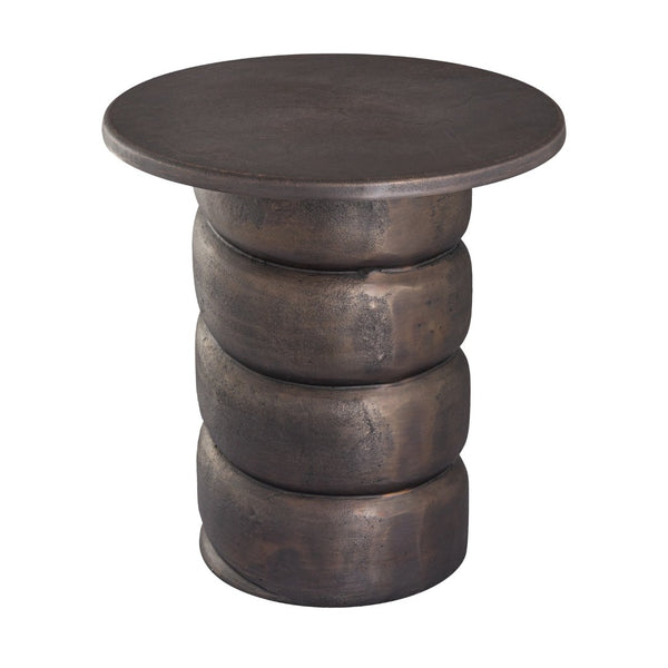 Atlas Twist Accent Table - Sculptural Round Side Table in Antique Bronze Finish for Modern Elegance TA11202-01