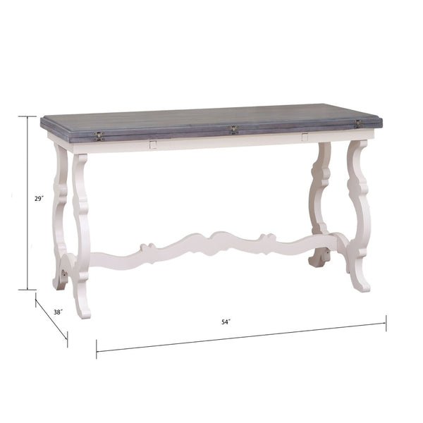 Atlas Volume Console Table - Handcrafted Antique White with Scrollwork Legs for Cottage Charm & Style TA11205-01