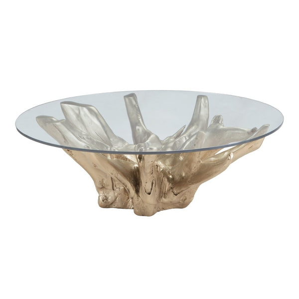 Atlas Yava Coffee Table - Unique Artisan-Made Teak Root Centerpiece for Modern and Rustic Living Spaces Gold TA11211-01