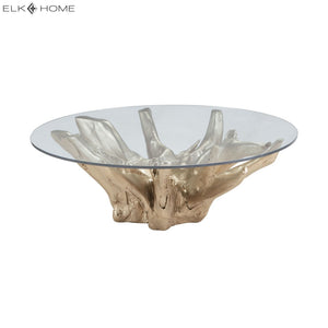 Atlas Yava Coffee Table - Unique Artisan-Made Teak Root Centerpiece for Modern and Rustic Living Spaces Gold TA11211-01