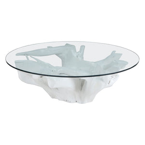 Atlas Yava Coffee Table - Unique Artisan-Made Teak Root Centerpiece for Modern and Rustic Living Spaces White TA11211-02
