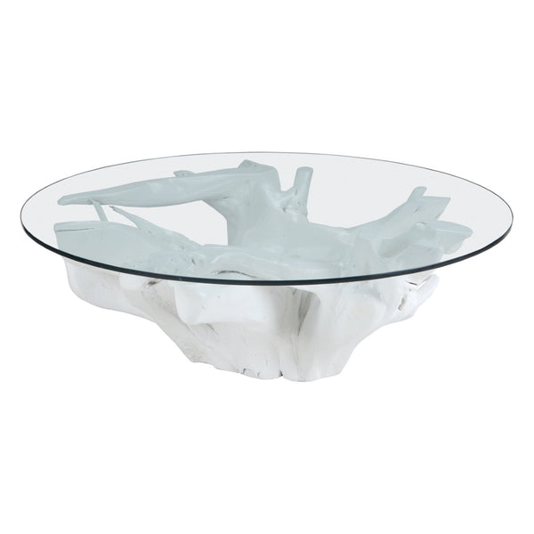 Atlas Yava Coffee Table - Unique Artisan-Made Teak Root Centerpiece for Modern and Rustic Living Spaces White TA11211-02