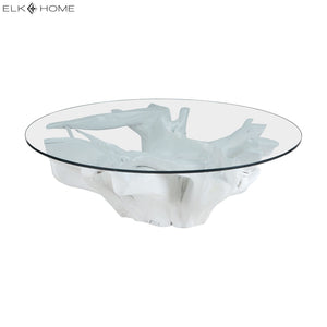 Atlas Yava Coffee Table - Unique Artisan-Made Teak Root Centerpiece for Modern and Rustic Living Spaces White TA11211-02