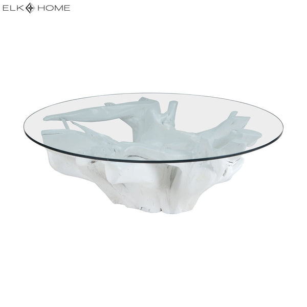 Atlas Yava Coffee Table - Unique Artisan-Made Teak Root Centerpiece for Modern and Rustic Living Spaces White TA11211-02