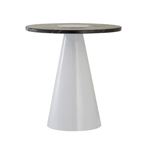 Atlas Zona Accent Table – Modern Minimalist Design with White Plaster Base & Bold Black Marble Top 18” H TA11213-01