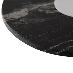 Atlas Zona Accent Table – Modern Minimalist Design with White Plaster Base & Bold Black Marble Top 18” H TA11213-01