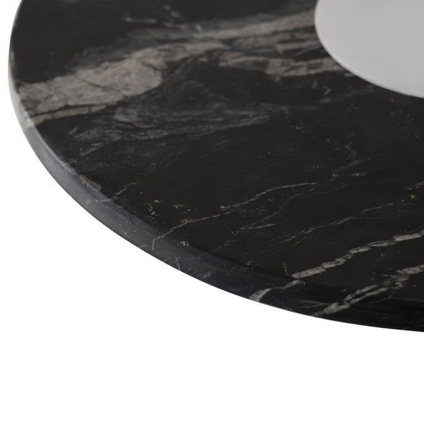 Atlas Zona Accent Table – Modern Minimalist Design with White Plaster Base & Bold Black Marble Top 18” H TA11213-01
