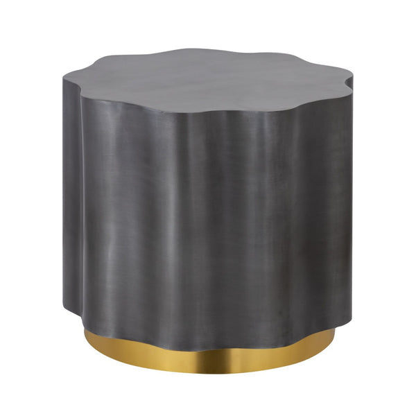 Atlas Agata Accent Table - Sculptural Brass Base & Antique Zinc Finish for Elegant Living Room Decor TA11214-01
