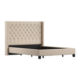 Homelegance By Top-Line Thorin Wingback Button Tufted Bed Beige Linen