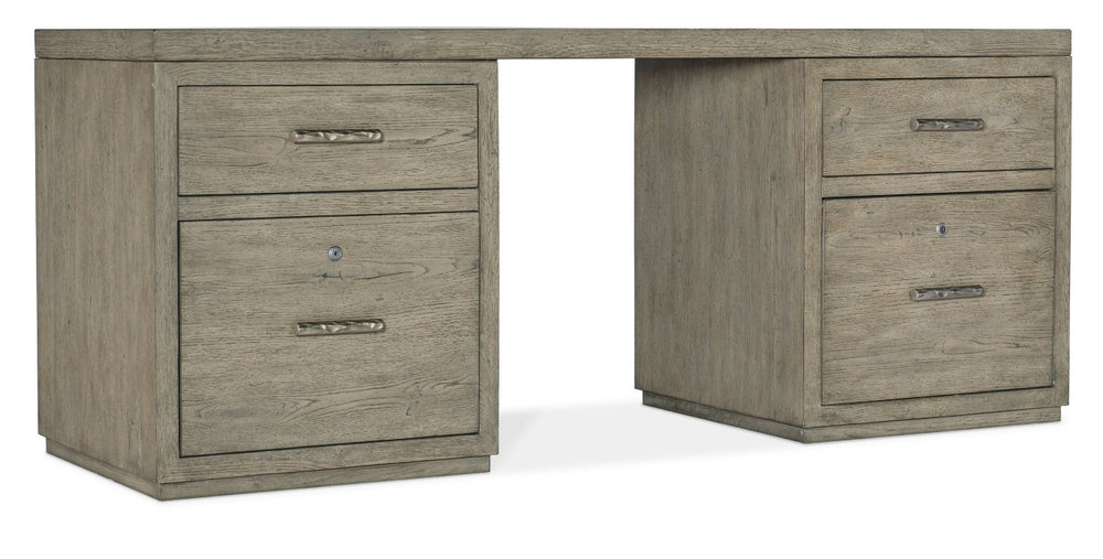 Hooker Furniture Linville 72" Executive Desk With Oak Veneers, Floating Design, Dual Locking File Drawers, Stylish Gray 6150-10904-85