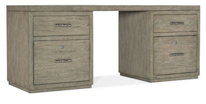 Hooker Furniture Linville 72" Executive Desk With Oak Veneers, Floating Design, Dual Locking File Drawers, Stylish Gray 6150-10904-85