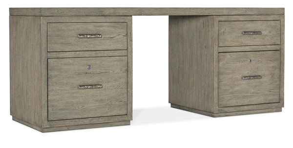 Hooker Furniture Linville 72" Executive Desk With Oak Veneers, Floating Design, Dual Locking File Drawers, Stylish Gray 6150-10904-85